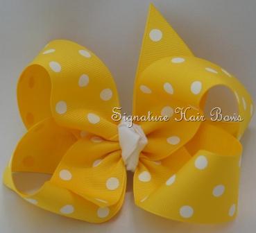 Girls Yellow Polka Dot Bow