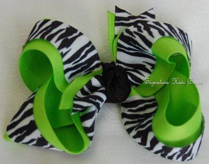 Lime Zebra Bow